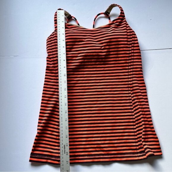 🍄50% Lululemon Tank Top Orange Navy Blue Size 8 - Picture 10 of 15